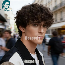 Мужской парик Hesperis короткий кудрявый темно-коричневый