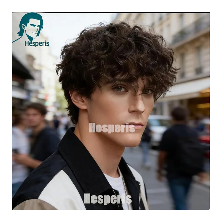 Мужской парик Hesperis короткий кудрявый темно-коричневый