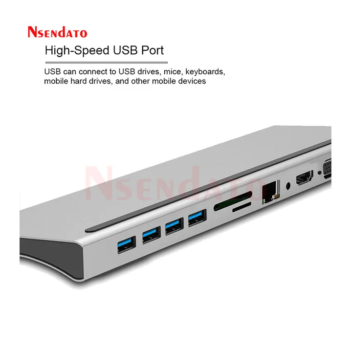 NSendato многофункциональный USB-хаб 11 в 1 серебристый