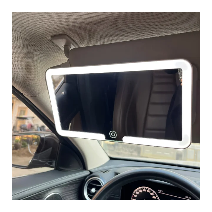 Зеркало для макияжа на солнцезащитный козырек автомобиля с LED-подсветкой HD, перезаряжаемое, универсальное, тонкое, для девуше