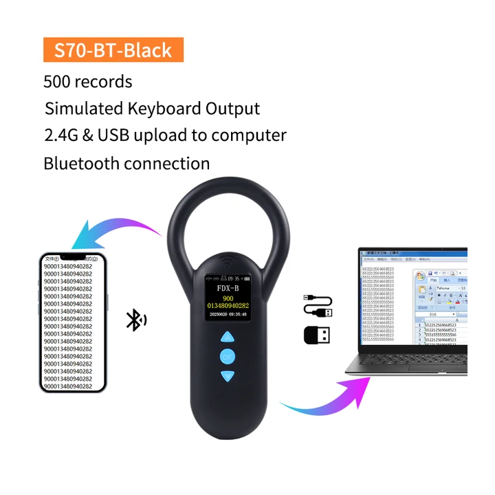 RFID сканер чипов для животных Fonkan S70-Black