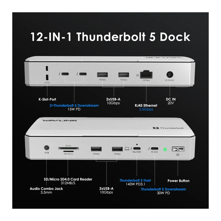 WAVLINK Thunderbolt 5 Док-станция 12-в-1