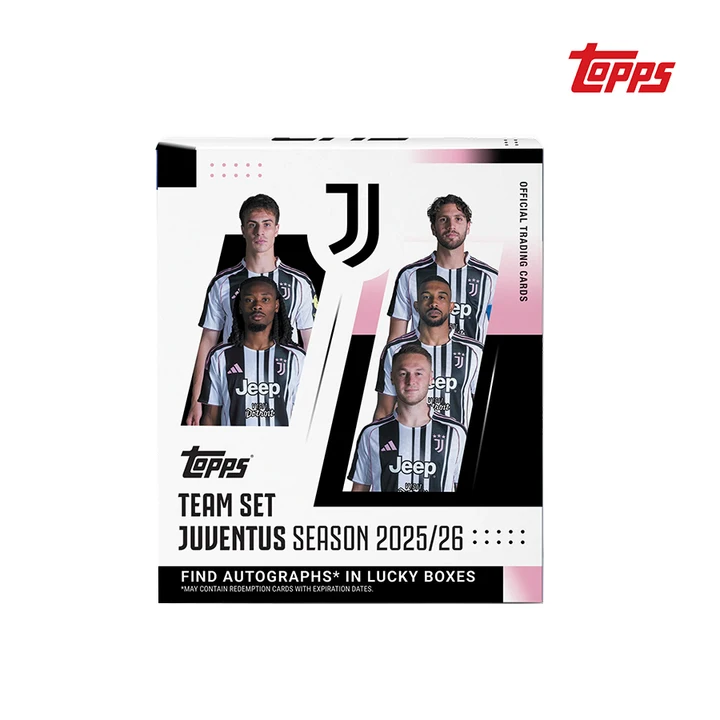 Коллекционный набор карточек Topps Juventus 2025/26: набор команды, лимитированная серия с автографами, подарочный футляр, карт