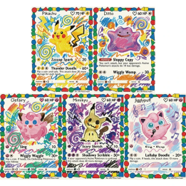 5 шт. Коллекционные карты Pokemon Potdemiel  Ditto, Clefairy, Jigglypuff, Mimikyu