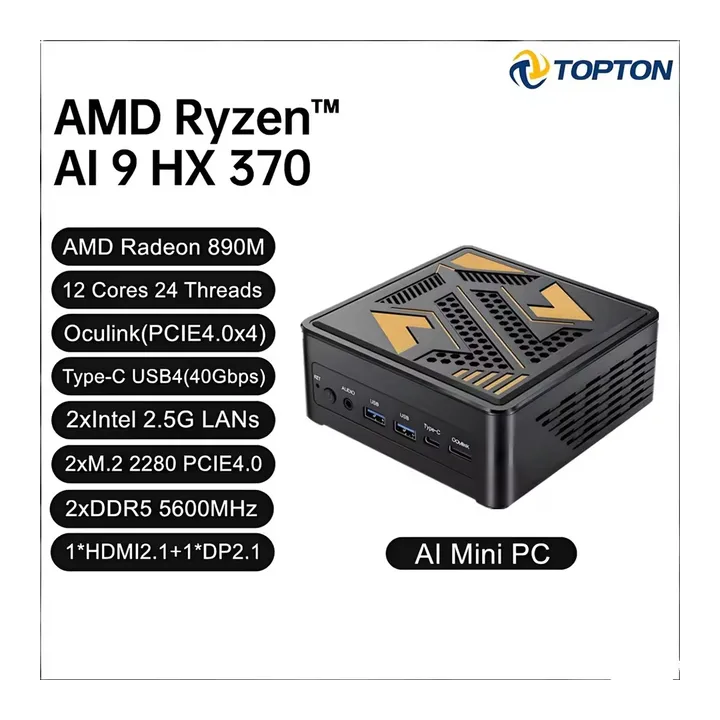 Topton OcuLink Mini PC Gamer  AMD Ryzen 9 HX 4700 3700 7 PRO 360  Windows 11