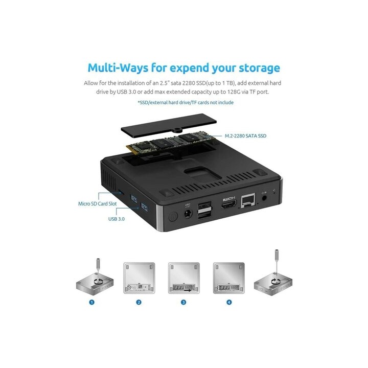 SZBOX J3710 Мини ПК Windows 10 8 ГБ 128 ГБ
