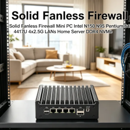 Безвентиляторный мини-ПК-файрвол Solid Fanless на базе Intel N150 N95 Pentium 6405U 4417U с 4x2.5G LAN, для домашнего сервера, 