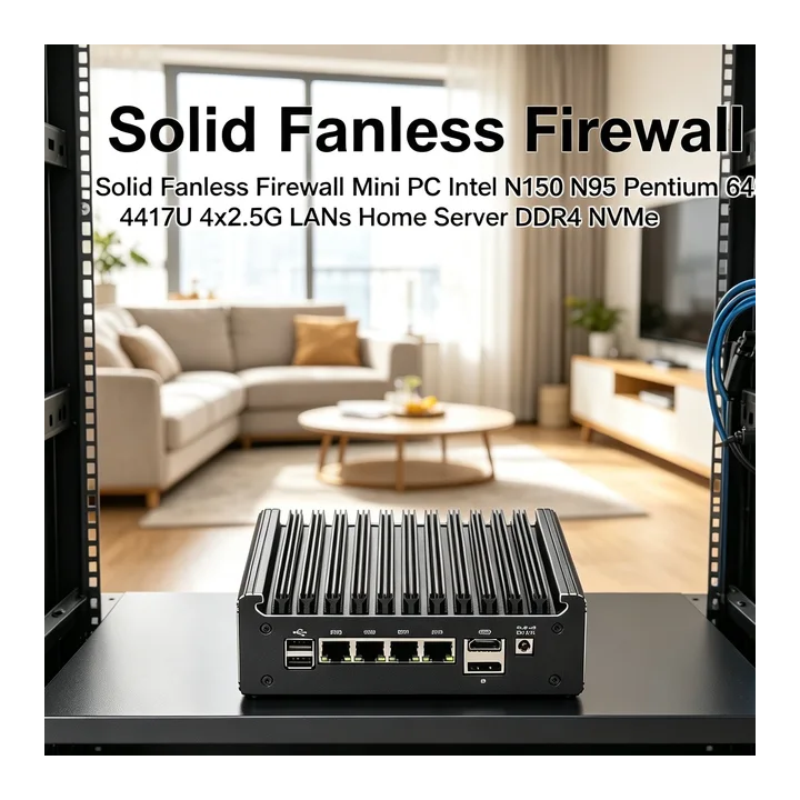 Безвентиляторный мини-ПК-файрвол Solid Fanless на базе Intel N150 N95 Pentium 6405U 4417U с 4x2.5G LAN, для домашнего сервера, 