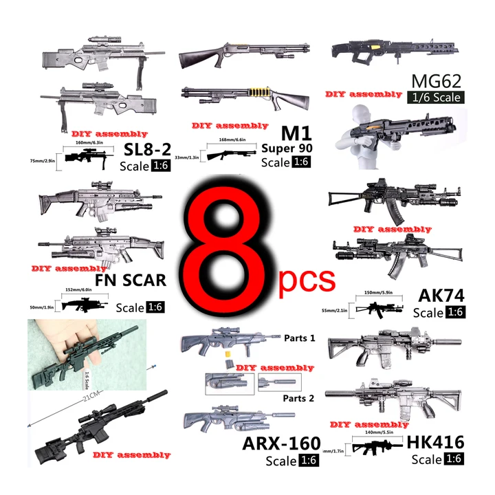 Модель военного пулемета 4D, пластиковый конструктор 1/6