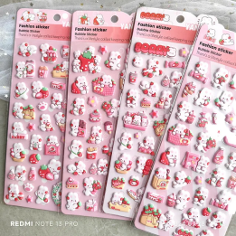 Детские 3D наклейки розовый кролик EVA