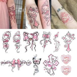 10 шт. милая Hello Kitty цветок рука водонепроницаемая долговечная татуировка наклейка
