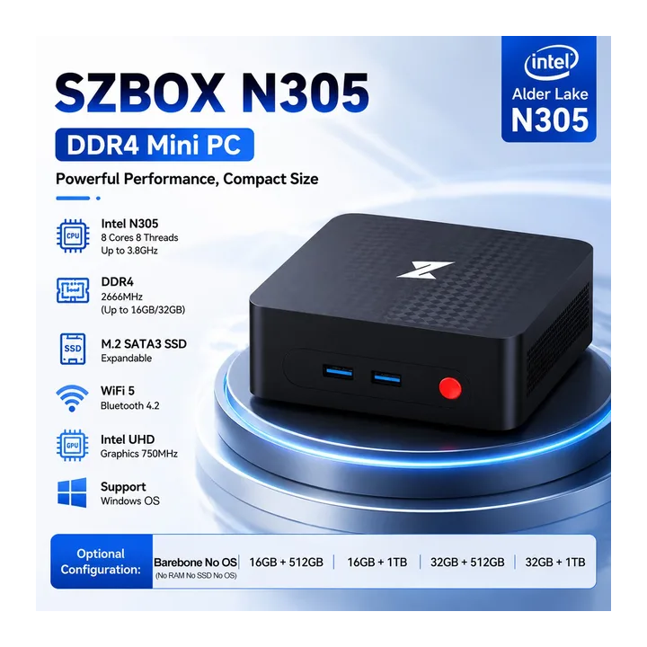 Мини-ПК SZBOX Intel N305 12-го поколения 8-ядерный