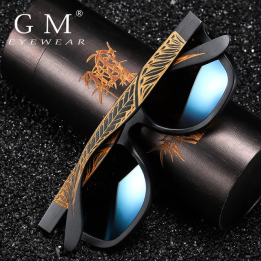 Солнцезащитные очки GM из бамбука, поляризованные, винтажные