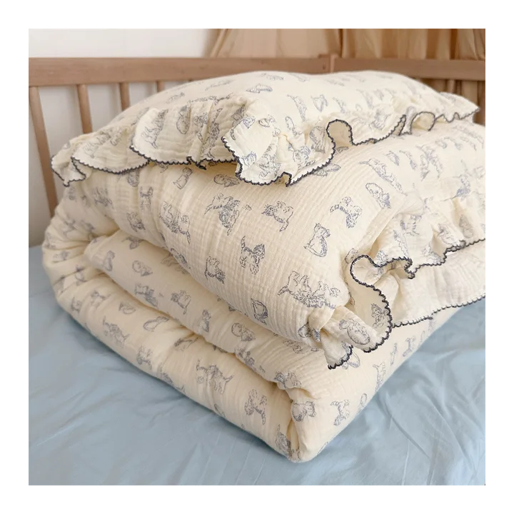 Комплект постельного белья из хлопка с котом для детей 120x150см